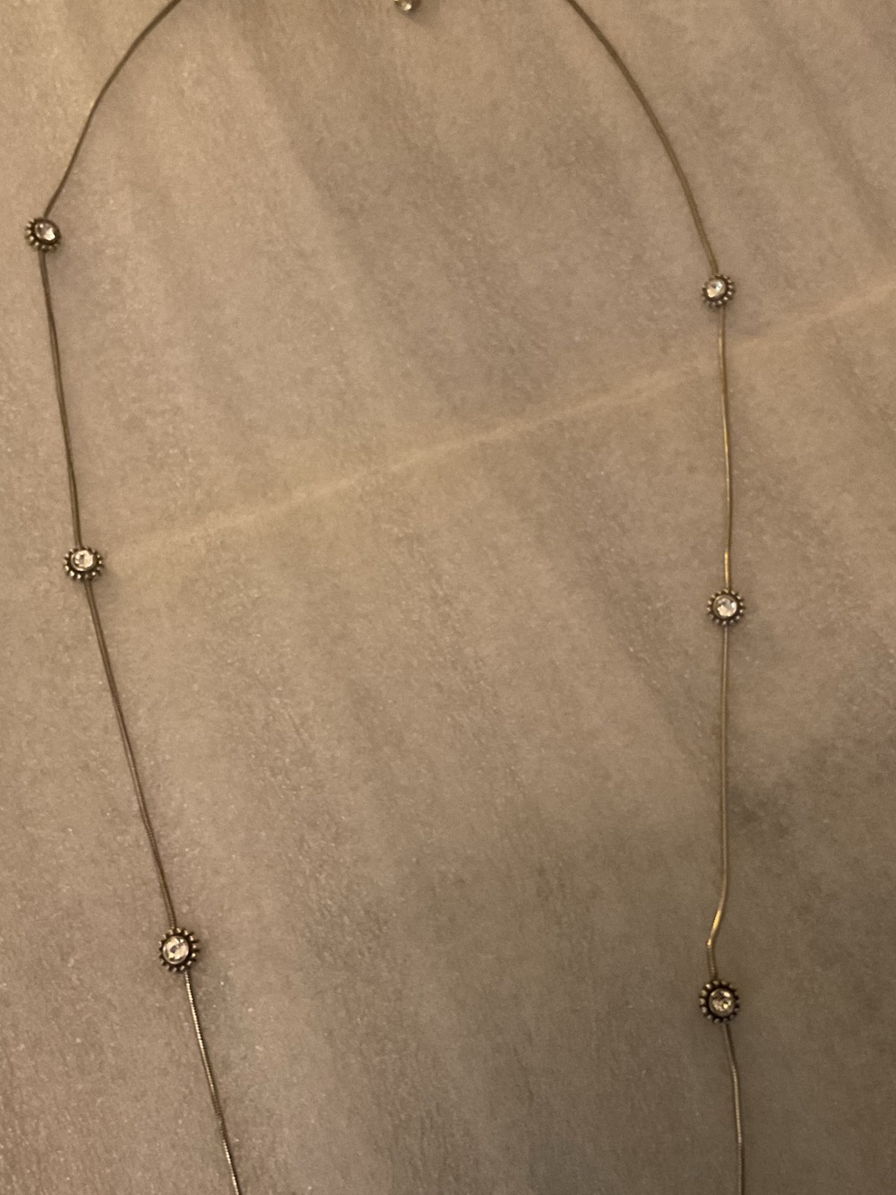 Brighton Crystal Station Necklace 24” Sil Tone Snake Chain Heart Clasp Necklace - Picture 2 of 10